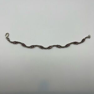 Vintage 925 Sterling Silver Bracelet With Amethyst Stones
